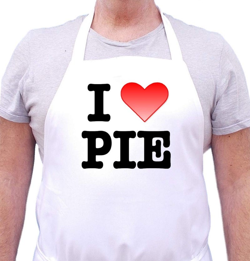 CoolAprons Funny Chef Apron I Love Pie, White Baking Aprons, Kitchen Gift For Bakers - Image 1